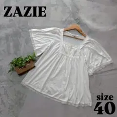 【ZAZIE】ザジ(40)半袖カットソー レース 白のサムネイル