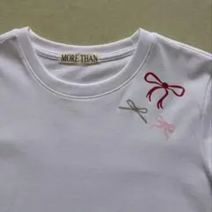 半袖Tシャツ リボンプリント ホワイト レディース フリーサイズ新品