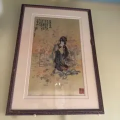 台湾画家 李源海 作 水墨画『薔薇図』大型額装入 紙本 嶺南画派伝承者 中国画 台湾画家 李源海 作 水墨画『薔薇図』大型額装入 紙本 嶺南画派伝承者