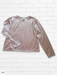 【光沢感】アメリカンホリック ベロア トップス くすみピンク 長袖 M