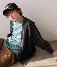 【ニコアンド】透かし切り替え加工ニットカーディガン