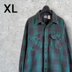 90sUSA製　 古着　POLAR KING 　ヘビネル　ネルシャツ　グリーン