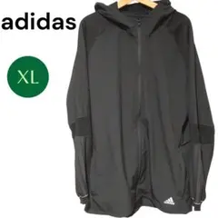 adidas XL ブラック ジャージジャケット　ランニングジャンパー　運動　黒