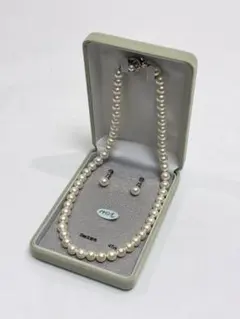 パールネックレス パールイヤリング セット 真珠 ケース付 8mm玉 45cm