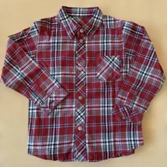 赤と黒のチェック柄 長袖シャツ 100cm