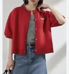 PENNEYS 別注 THE FOX 半袖カーディガン レッド　冷房対策　フリーのサムネイル