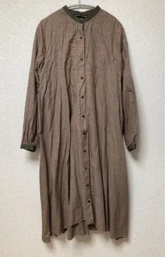 ミズイロインド　フレアチェックシャツワンピース