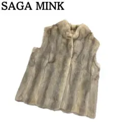 良品★SAGA MINK 銀サガ 毛皮ベスト リアルファー シルバー系 9のサムネイル