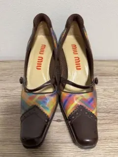 【激レア】miu miu(ミュウミュウ) ヴィンテージ パンプス マルチカラー