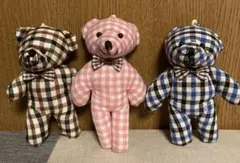 アニマルキーチェーン クマ チェック柄 ボールチェーン くま 3体セット