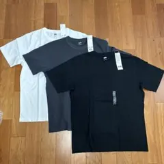 新品タグ付ユニクロU クルーネックTシャツL3枚 白黒グレー