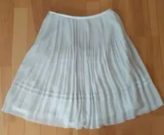 コムサイズム グレー膝丈プリーツスカート キレイめ 大人可愛い