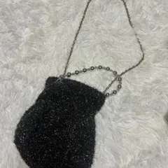 AZUL by moussy ラメ入り黒ショルダーバッグ