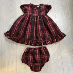 【美品】ラルフローレン　赤と黒のチェック柄ワンピース　80