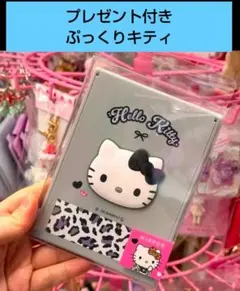 プレゼント付き【即・匿名発送】キティ　ヒョウ柄　折り畳みミラー　鏡　グレー