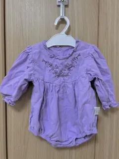 80㎝　パープル刺繍ロンパース