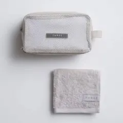 THREE ワンマイル メッシュ ポーチ ＆ ハンドタオル　新品未開封のサムネイル