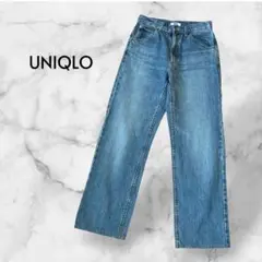 美品 UNIQLO ユニクロ ワイドストレートデニム コットン100% 青 25