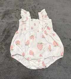 いちご柄フリルロンパース　80㎝程度