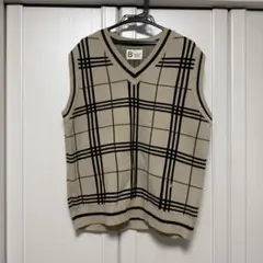 BLUE BUCKET チェック柄 ベージュ ブラック ニットベスト 目黒蓮