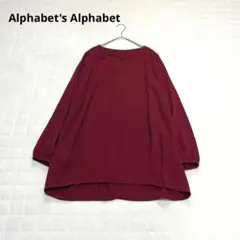 【アルファベッツアルファベット】ブラウス　チュニック　長袖　Vネック　ワイン　Fのサムネイル