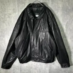 希少 カナダ製 ラムレザージャケット 黒 ステッチデザイン 肩パッドなし