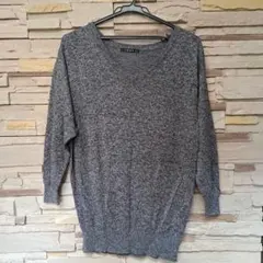グレー ラメ入りVネックニットセーター 長袖(Msize)INGNI