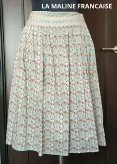 マリンフランセーズ 花模様プリーツスカート ひざ丈　日本製