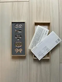 能作 箸置き 結び 5個セット　木箱　未使用のサムネイル