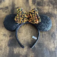 ディズニー　ミニー　カチューシャ スパンコール　オレンジ