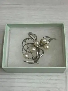 花デザイン　本真珠　パールブローチ　6mm　7mm　シルバー　SV
