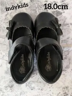 indykids キッズ フォーマルシューズ 18cm リボン 黒 発表会 入学