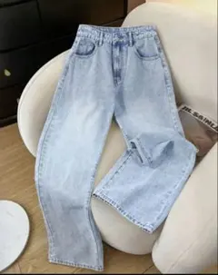 SHEIN ライトブルー ストレートデニムパンツのサムネイル