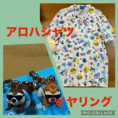 ディズニー スイスイサマー 2024 アロハシャツL イヤリング チップとデール