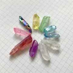 水晶柱ビーズ　10本セット　カラフル