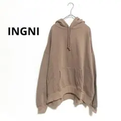 【イング】 新品　オーバーサイズ フード付きパーカー　ブラウン　裏起毛　M