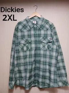 Dickies 長袖チェックシャツ グリーン
