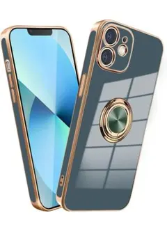 iPhone12mini用グレーケース スタンド・車載機能付き