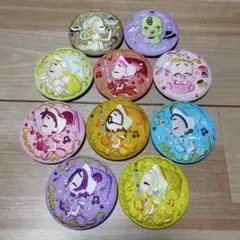 おジャ魔女どれみ　刺繍缶バッジ　はづき、あいこ、おんぷ、ももこ、ハナ、ぽっぷ