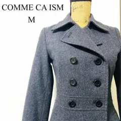 美品 コムサイズムPコート レディース M ウール ダークグレー 上品
