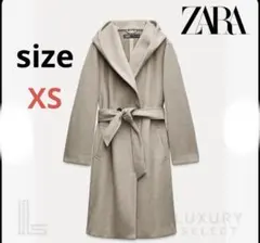 【美品】ZARA フード付きベージュロングコート
