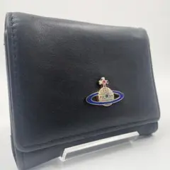 【✨美品】 ヴィヴィアン 三つ折り財布 エマ がま口 オーブ レザー ブラック