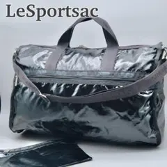 LeSportsac ボストンバッグ 光沢 大容量 2way ポーチ付き 旅行鞄