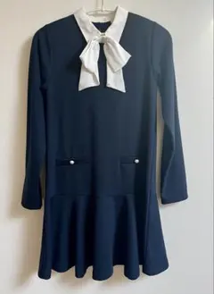 ZARA キッズ ポンチローマニットワンピース リボン付き　長袖 164cm