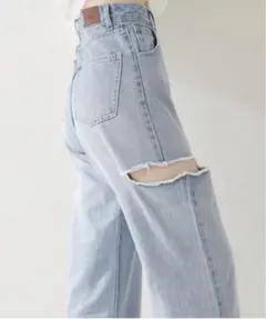 Chico サイドスリットダメージデニムパンツ