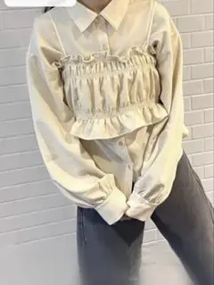 レトロガール　ギャザーキャミsetシャツ