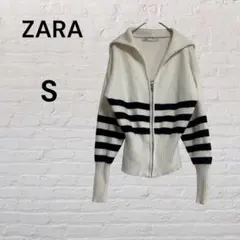 ZARA ザラ　ジップニット ボーダー ショート丈 リブニット 韓国 Y2K