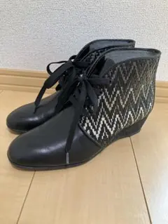 美品 ALKA vabeene アルカ コンフォートショートブーツ ブラック