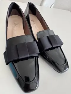 Artemis by DIANA リボン付ローヒールローファー23.5 黒