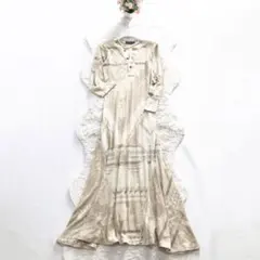 ポロラルフローレン*現行　マキシ丈ワンピース　ストレッチ 総柄　フレア